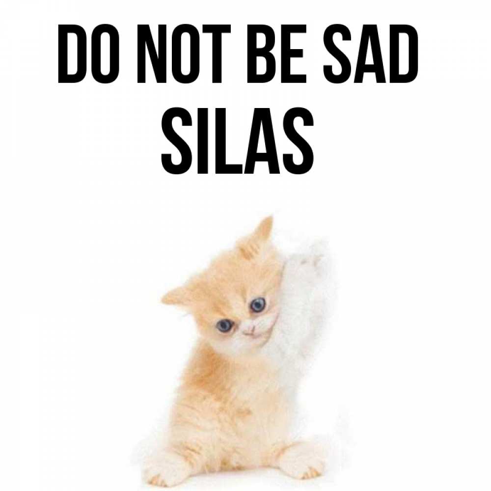 Greetings card с именем, Silas Do not be sad просящий кот Greetings with text for free download 