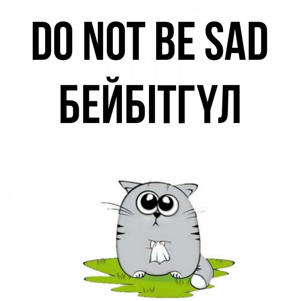Greetings card с именем, БЕЙБІТГҮЛ Do not be sad грустный котяра Greetings with text for free download 