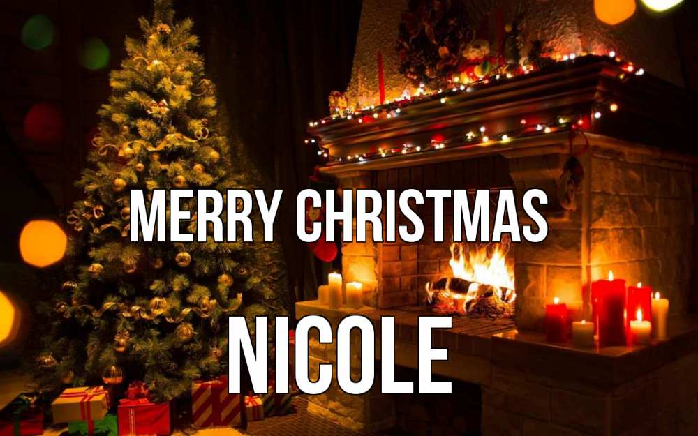 Greetings card с именем, Nicole Merry Christmas новый год Greetings with text for free download 