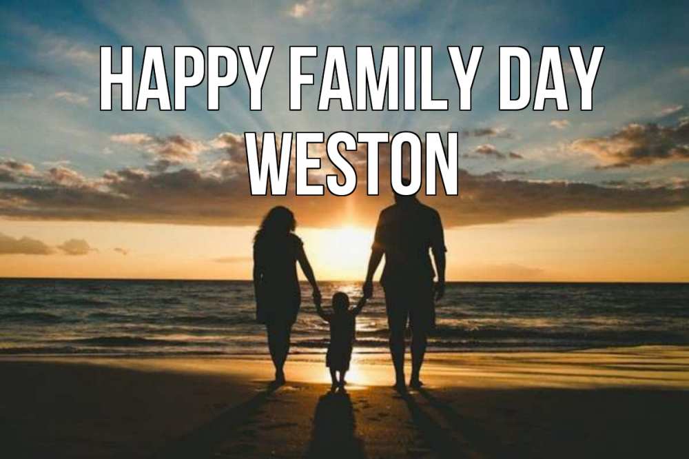 Greetings card с именем, Weston happy family day Море, пляж, закат, семья Greetings with text for free download 