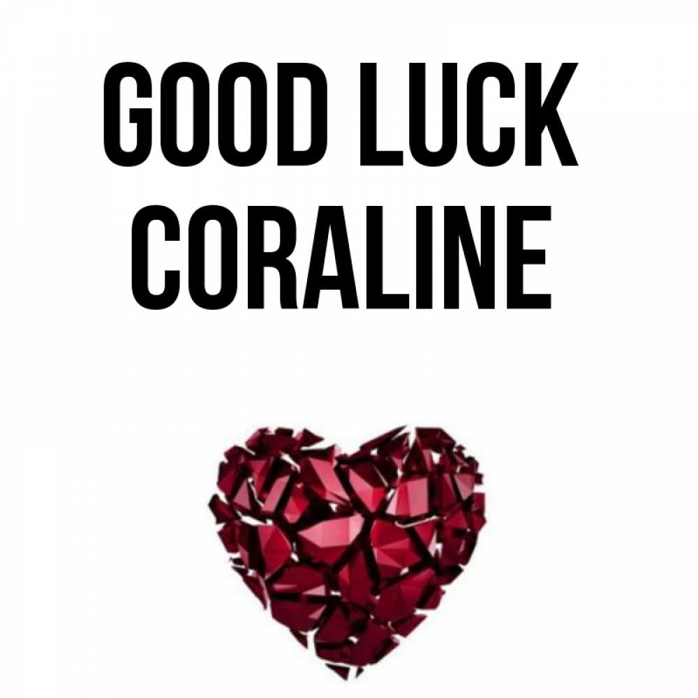 Greetings card с именем, Coraline Good luck бордовое из кристаллов  1 Greetings with text for free download 
