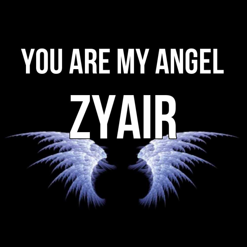 Greetings card с именем, Zyair You are my angel ангельские крылья на черном фоне Greetings with text for free download 