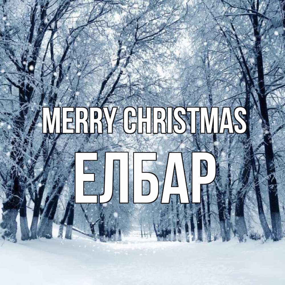 Greetings card с именем, Елбар Merry Christmas снег, лес, парк Greetings with text for free download 