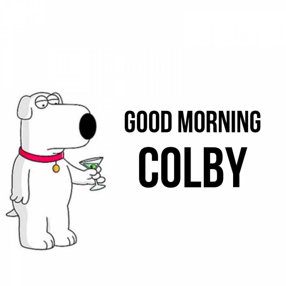Greetings card с именем, Colby Good morning герои мультфильмов белый пес Greetings with text for free download 