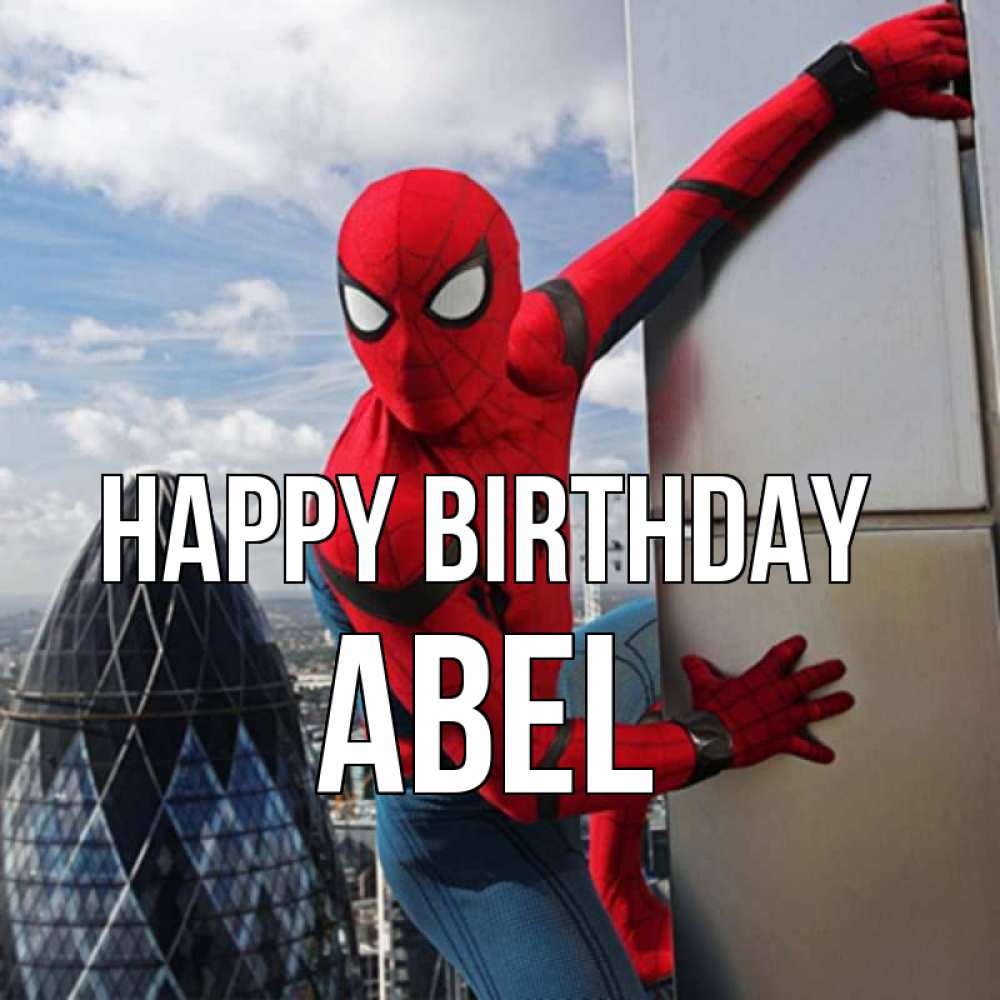 Greetings card с именем, Abel Happy Birthday Марвел Greetings with text for free download 
