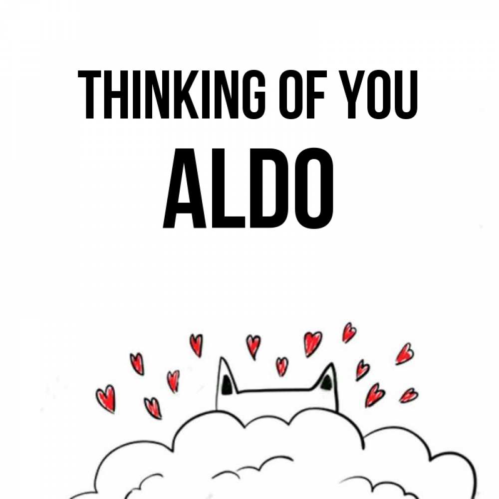 Greetings card с именем, Aldo Thinking of you кот за облаком Greetings with text for free download 