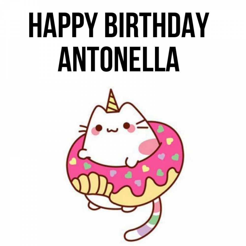 Greetings card с именем, Antonella Happy Birthday меньше надо жрать Greetings with text for free download 
