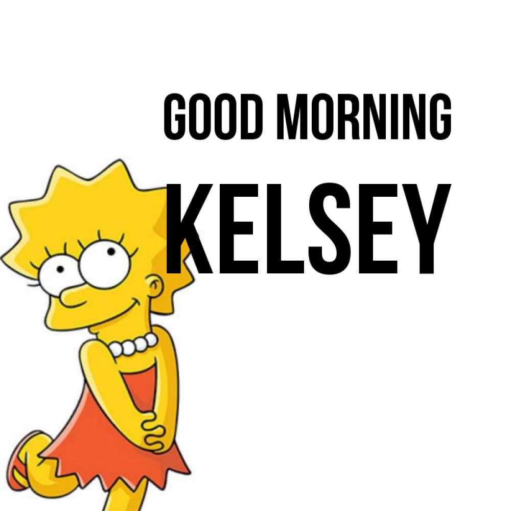 Greetings card с именем, Kelsey Good morning в платье и ожерелье Greetings with text for free download 
