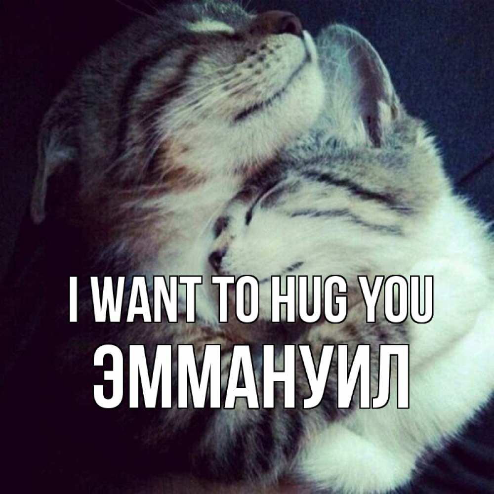 Greetings card с именем, Эммануил I want to hug you полосатики Greetings with text for free download 
