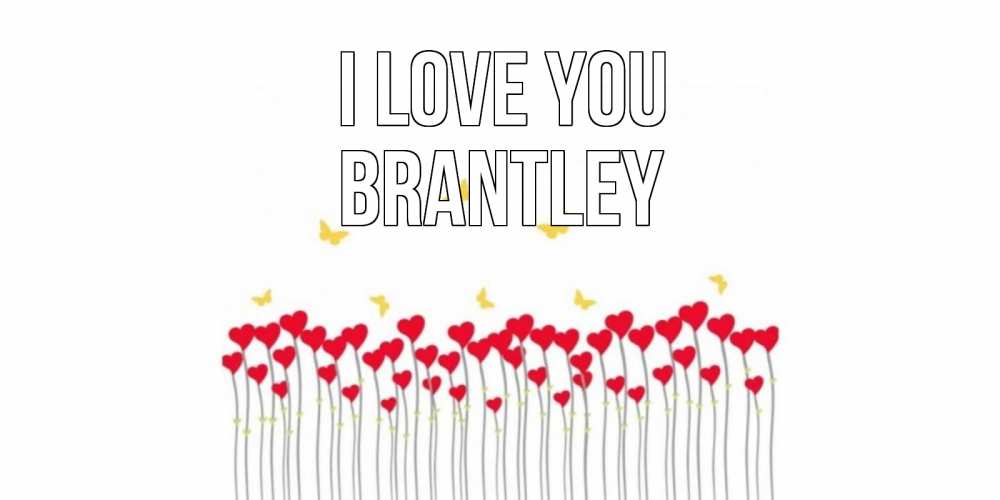 Greetings card с именем, Brantley I love you бабочки,сердечки Greetings with text for free download 