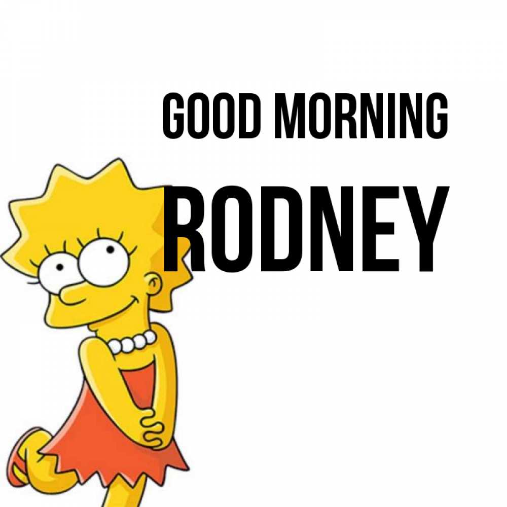 Greetings card с именем, Rodney Good morning в платье и ожерелье Greetings with text for free download 