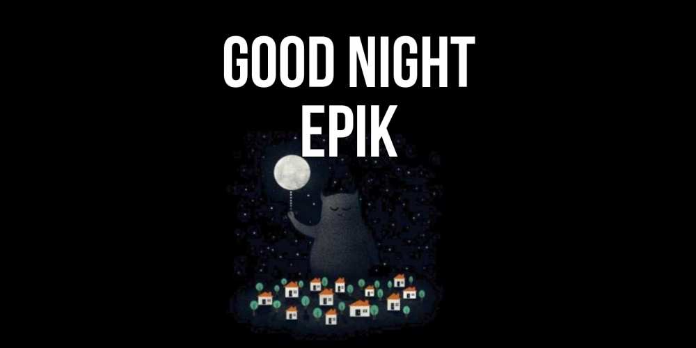 Greetings card с именем, Ерік Good night кот,луна, ночь, звезды Greetings with text for free download 