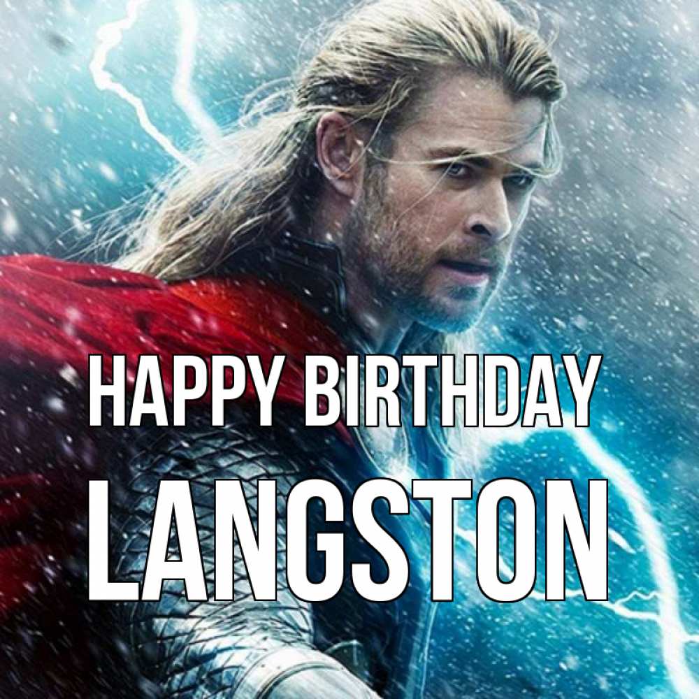 Greetings card с именем, Langston Happy Birthday марвел боги Greetings with text for free download 