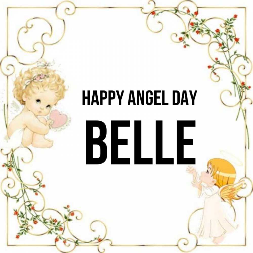 Greetings card с именем, Belle happy angel day ангелы желают прекрасных именин Greetings with text for free download 