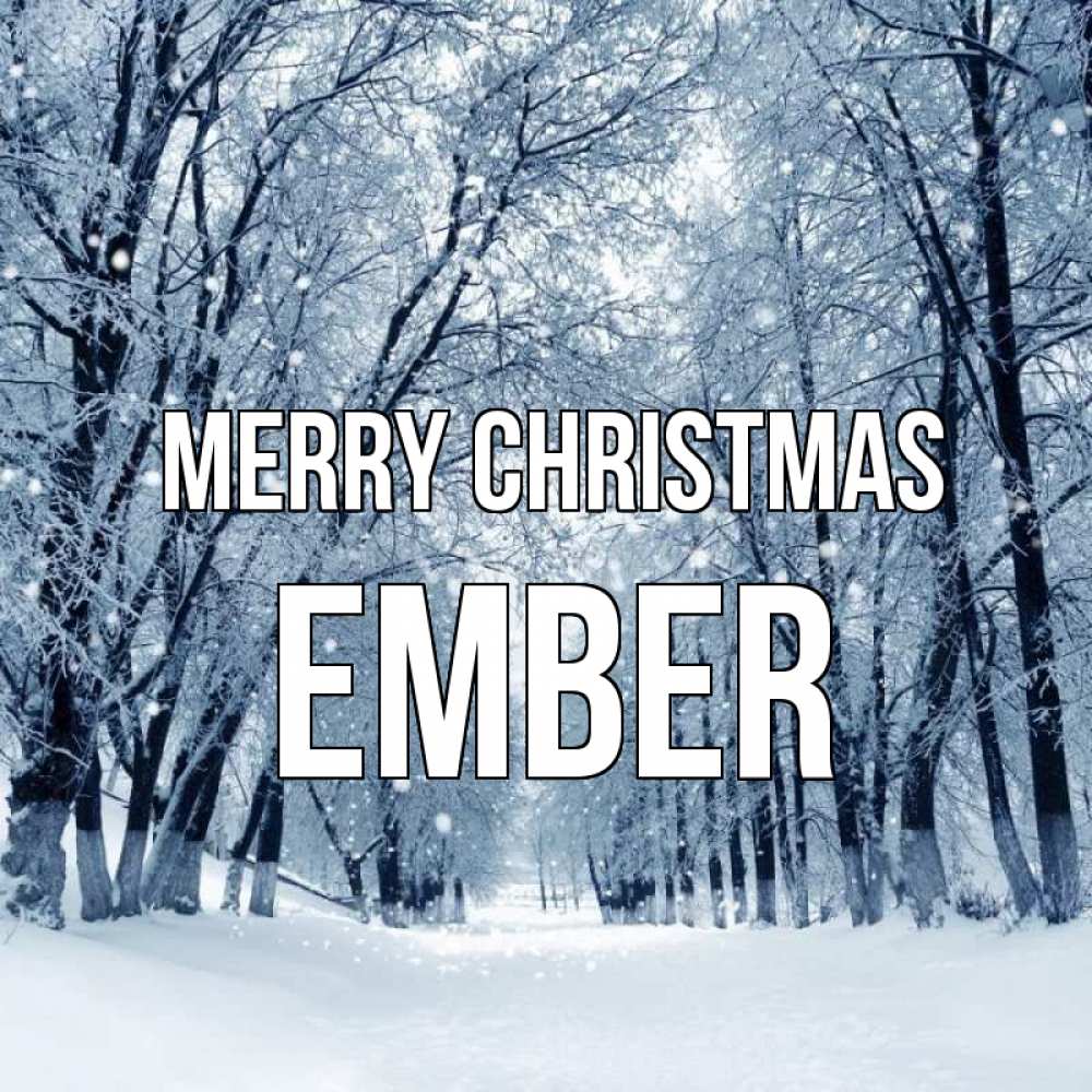 Greetings card с именем, Ember Merry Christmas снег, лес, парк Greetings with text for free download 