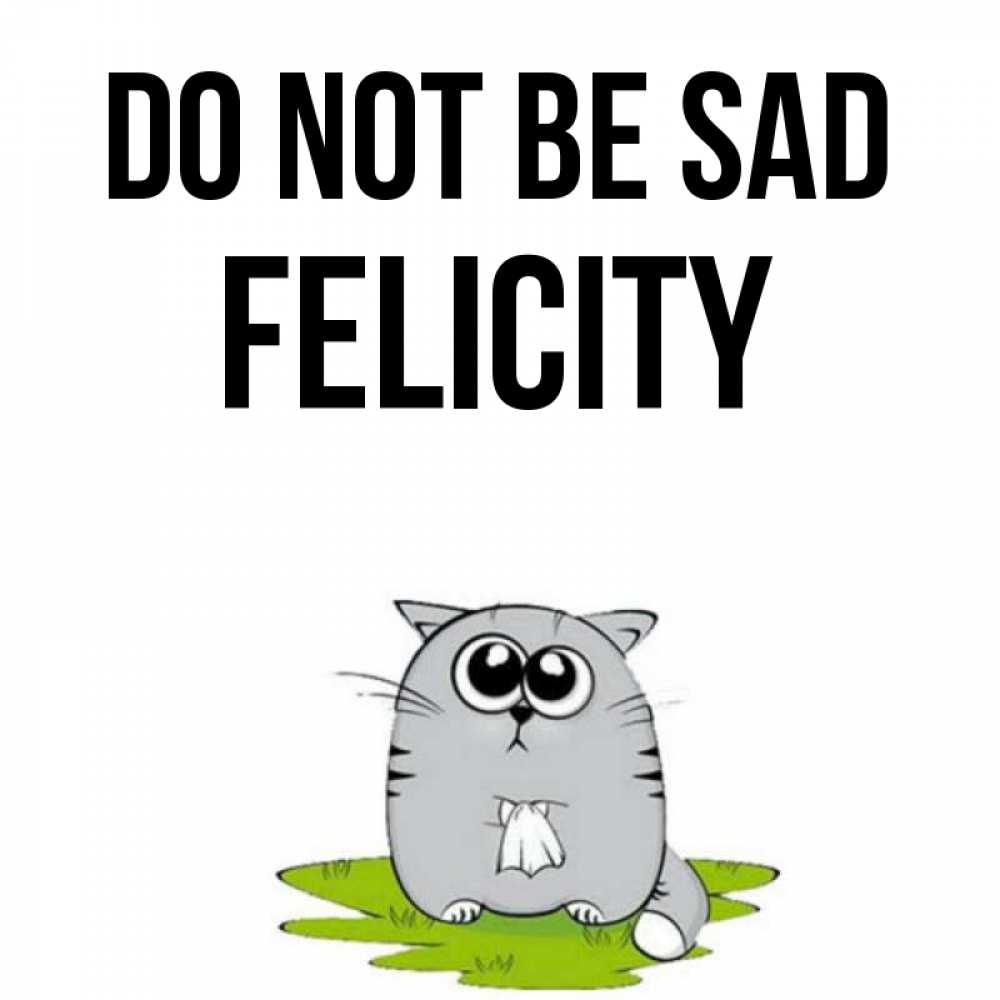 Greetings card с именем, Felicity Do not be sad грустный котяра Greetings with text for free download 