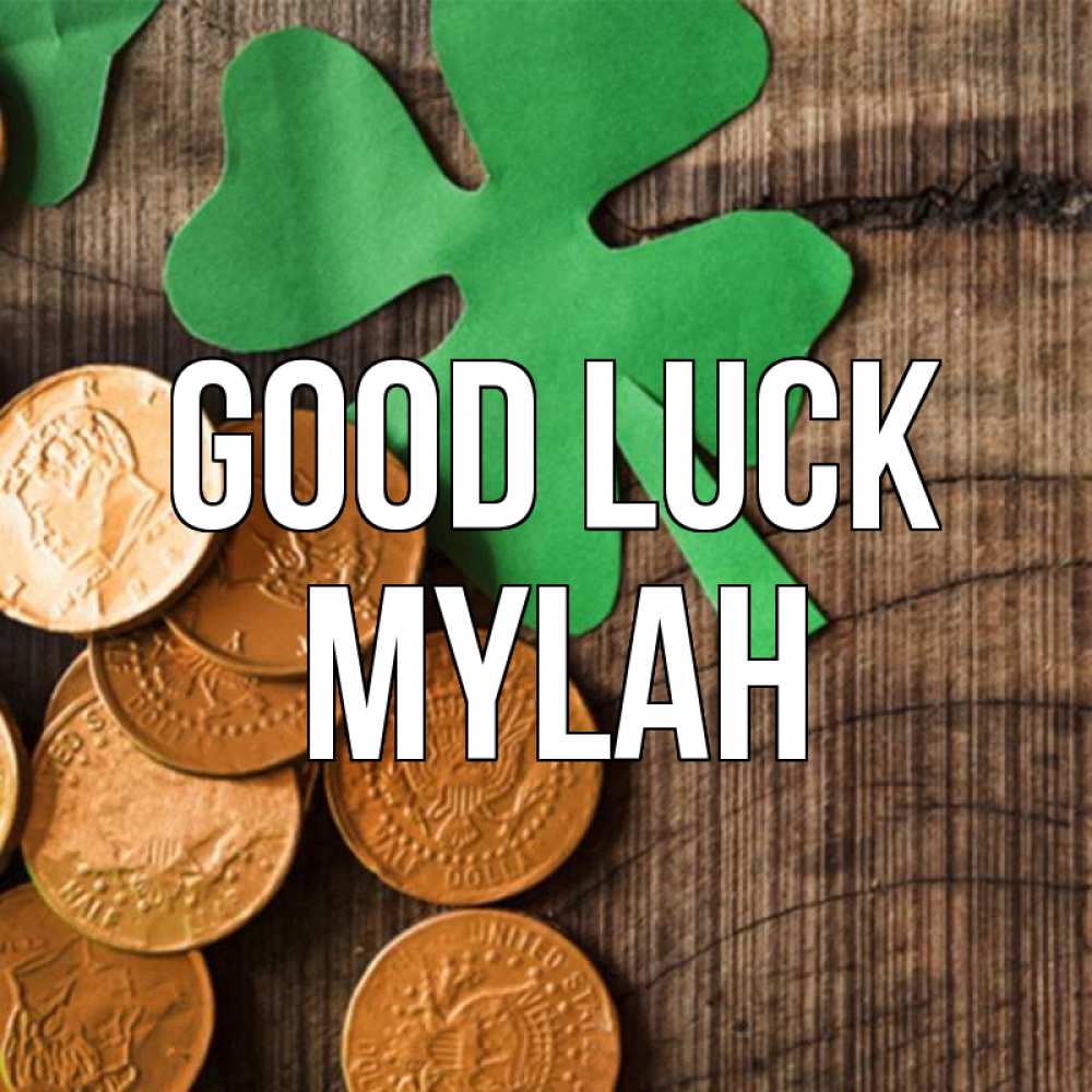 Greetings card с именем, Mylah Good luck деревянный фон Greetings with text for free download 