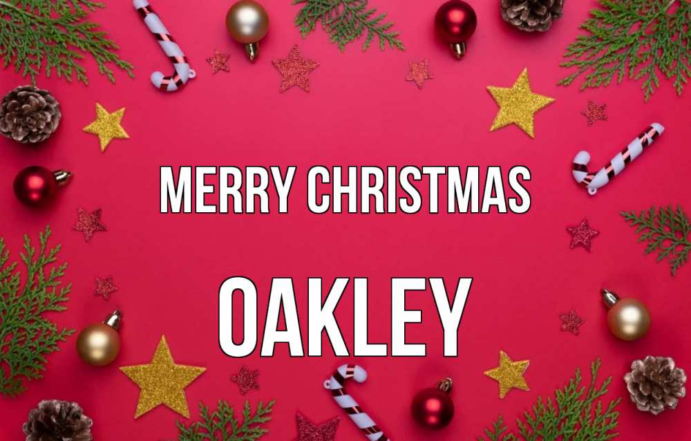 Greetings card с именем, Oakley Merry Christmas с рождеством Greetings with text for free download 