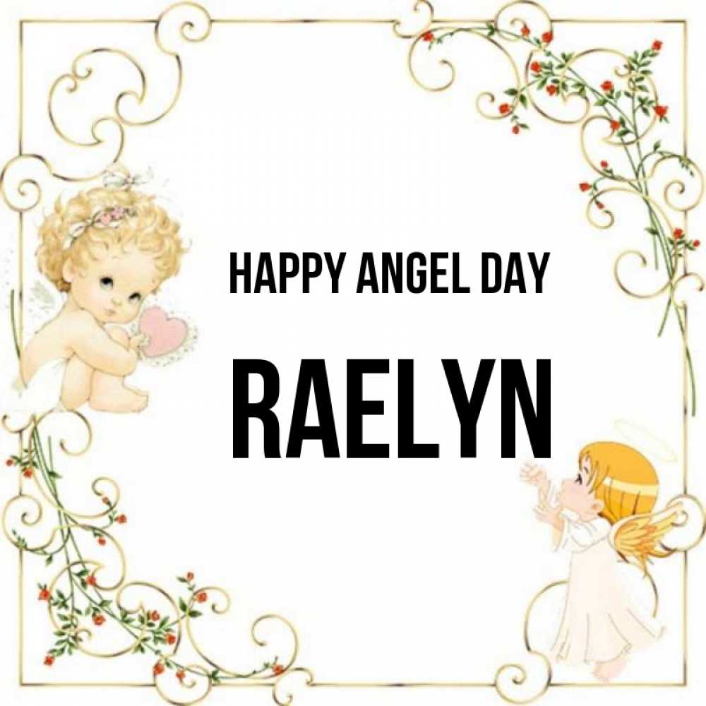 Greetings card с именем, Raelyn happy angel day ангелы желают прекрасных именин Greetings with text for free download 