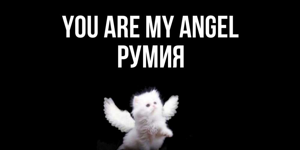 Greetings card с именем, Румия You are my angel Кот ангел Greetings with text for free download 