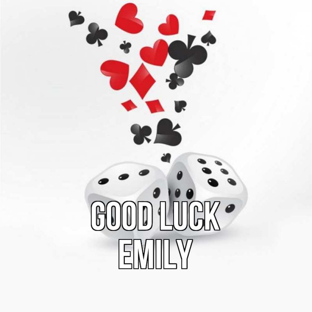 Greetings card с именем, Emily Good luck пусть повезет Greetings with text for free download 