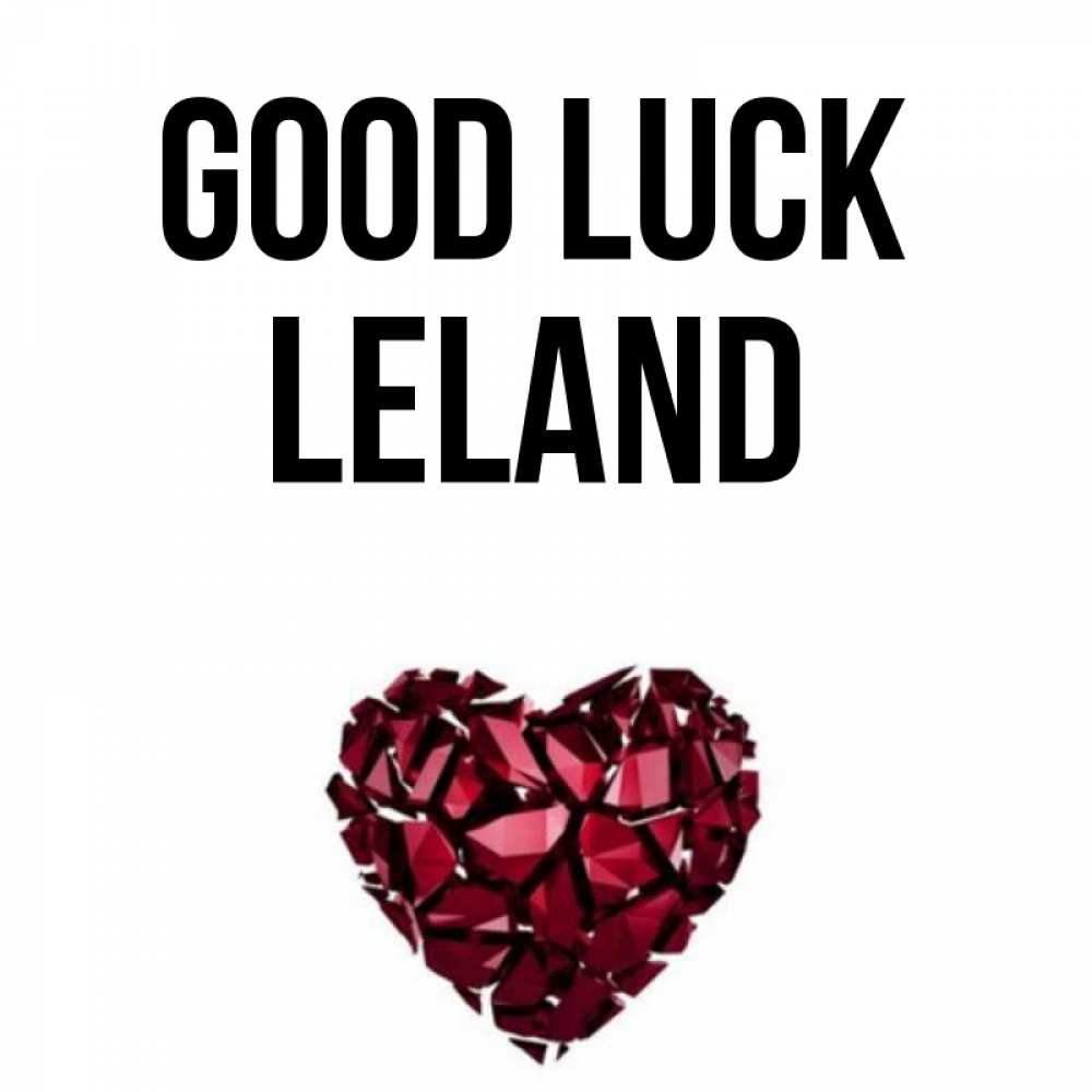 Greetings card с именем, Leland Good luck бордовое из кристаллов  1 Greetings with text for free download 