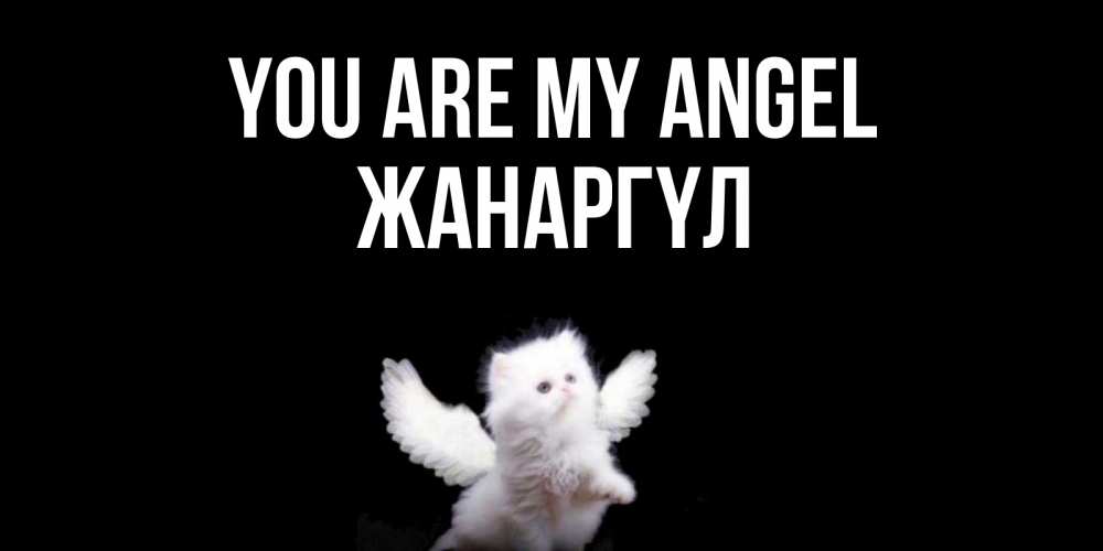 Greetings card с именем, ЖАНАРГҮЛ You are my angel Кот ангел Greetings with text for free download 