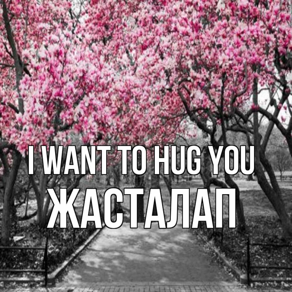 Greetings card с именем, Жасталап I want to hug you обработанное фото Greetings with text for free download 