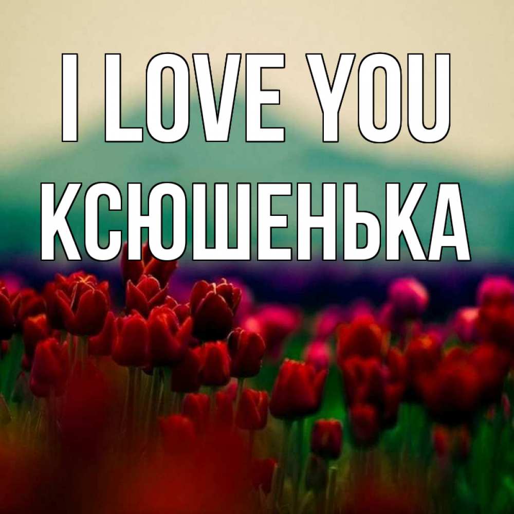 Greetings card с именем, Ксюшенька I love you тюльпаны 4 Greetings with text for free download 