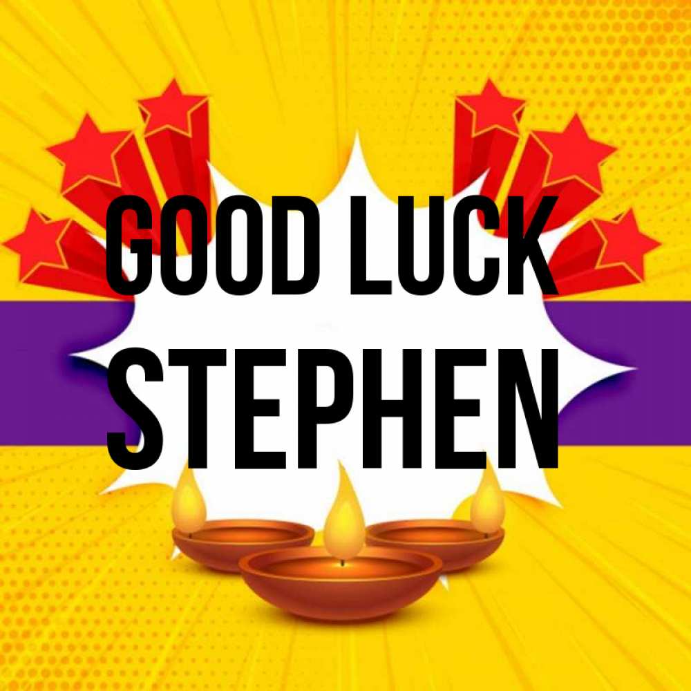Greetings card с именем, Stephen Good luck векторное изображение Greetings with text for free download 