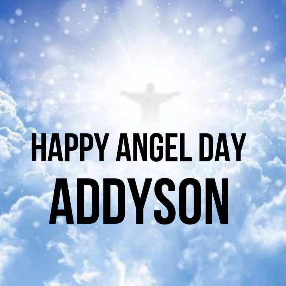 Greetings card с именем, Addyson happy angel day ангел на облаках в свете солнца Greetings with text for free download 