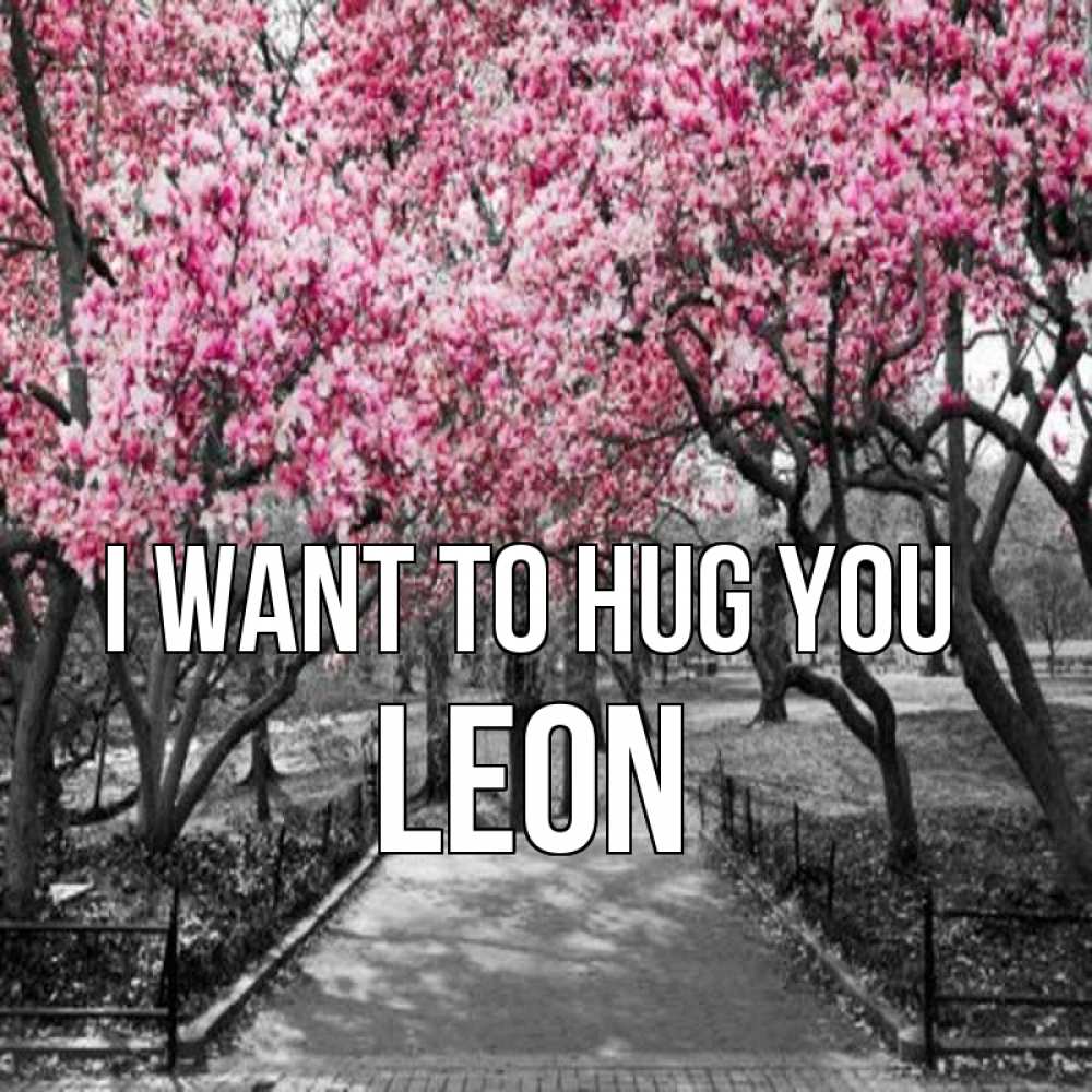 Greetings card с именем, Leon I want to hug you обработанное фото Greetings with text for free download 