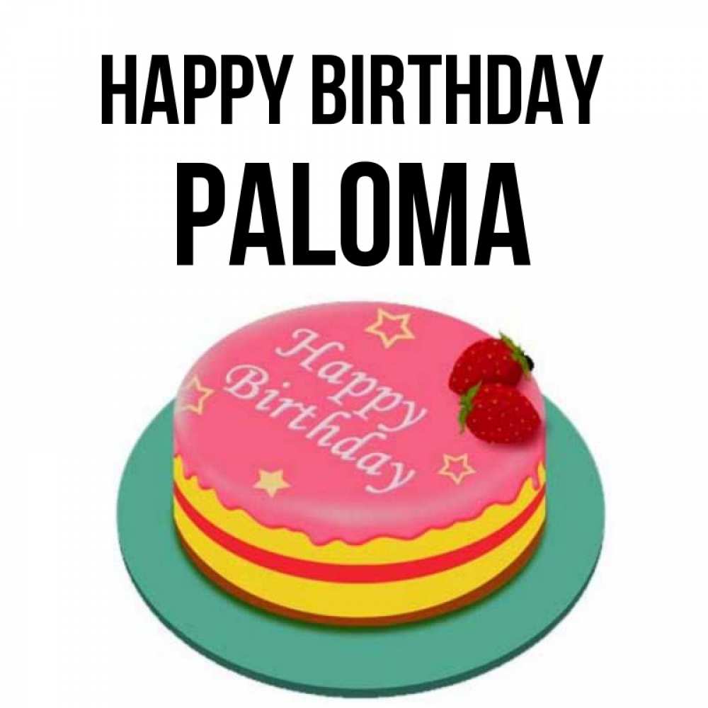 Greetings card с именем, Paloma Happy Birthday торт, клубника, днюха Greetings with text for free download 