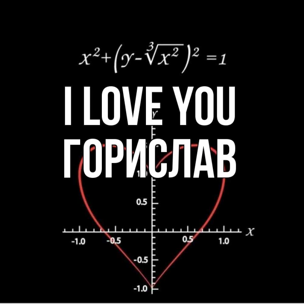 Greetings card с именем, Горислав I love you сердечная формула Greetings with text for free download 