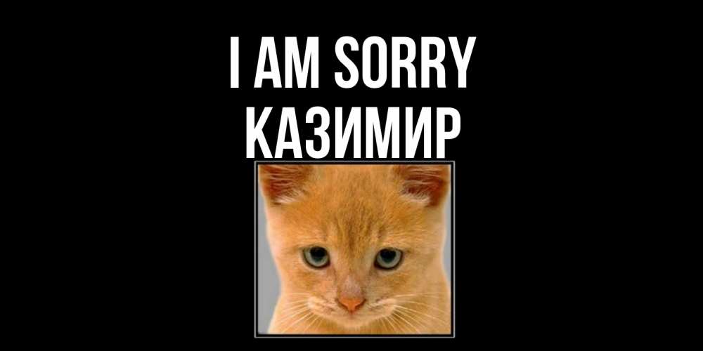 Greetings card с именем, Казимир I am sorry рыжий грустный кот просит прощения Greetings with text for free download 