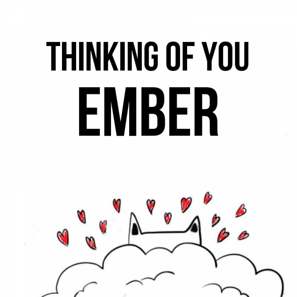 Greetings card с именем, Ember Thinking of you кот за облаком Greetings with text for free download 