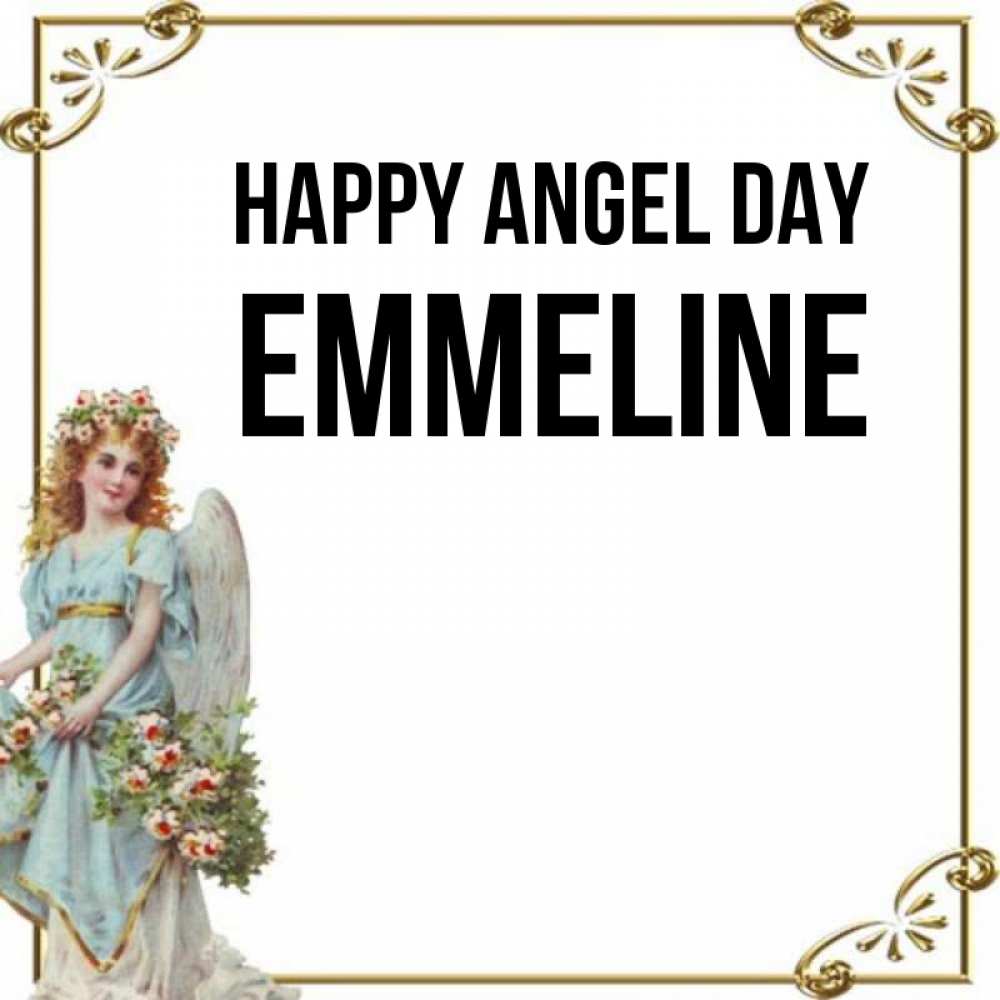 Greetings card с именем, Emmeline happy angel day с именинами от девушки ангела Greetings with text for free download 