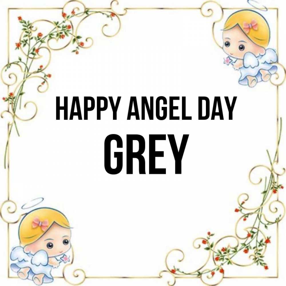 Greetings card с именем, Grey happy angel day девочки ангелы Greetings with text for free download 