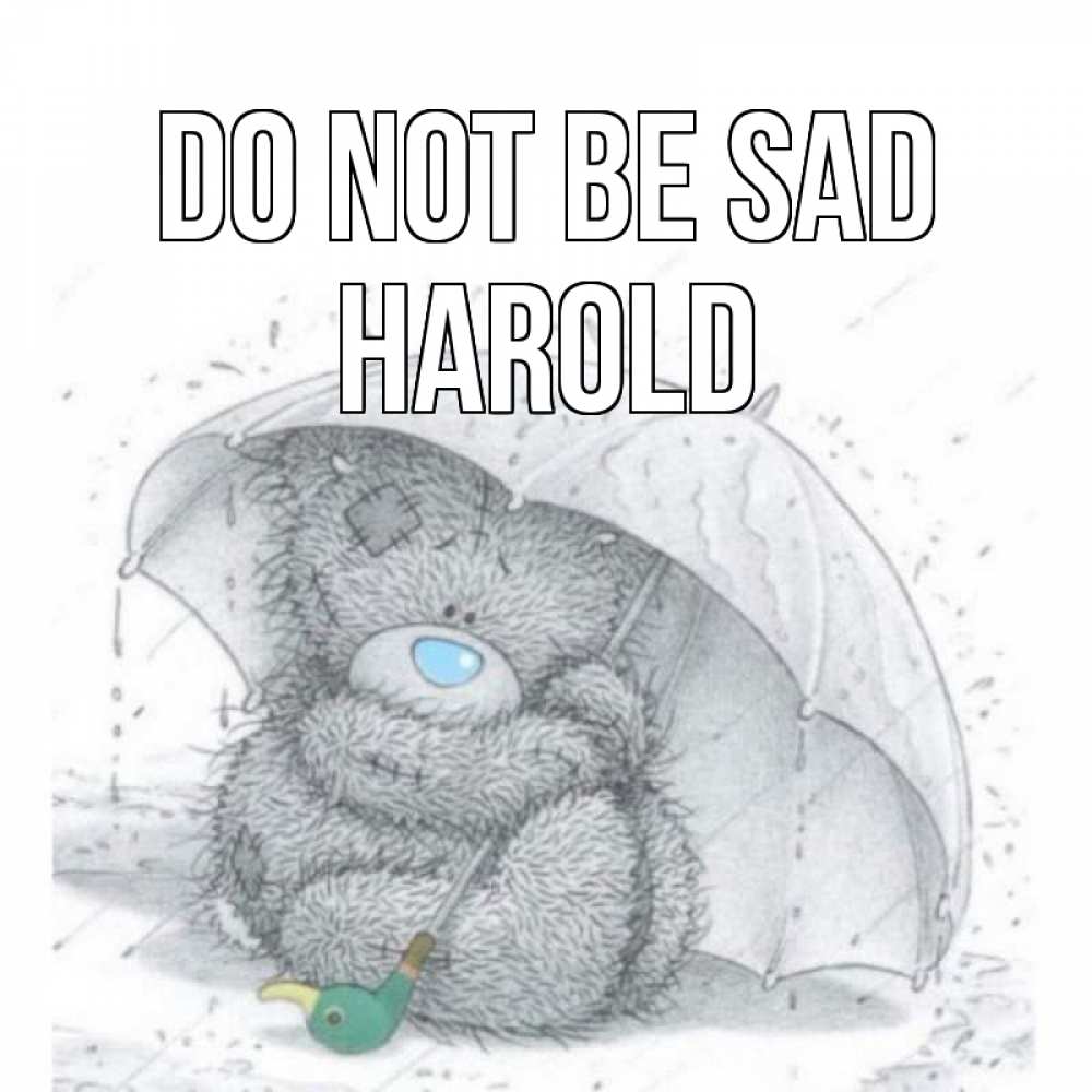 Greetings card с именем, Harold Do not be sad медвежонок с зонтом Greetings with text for free download 