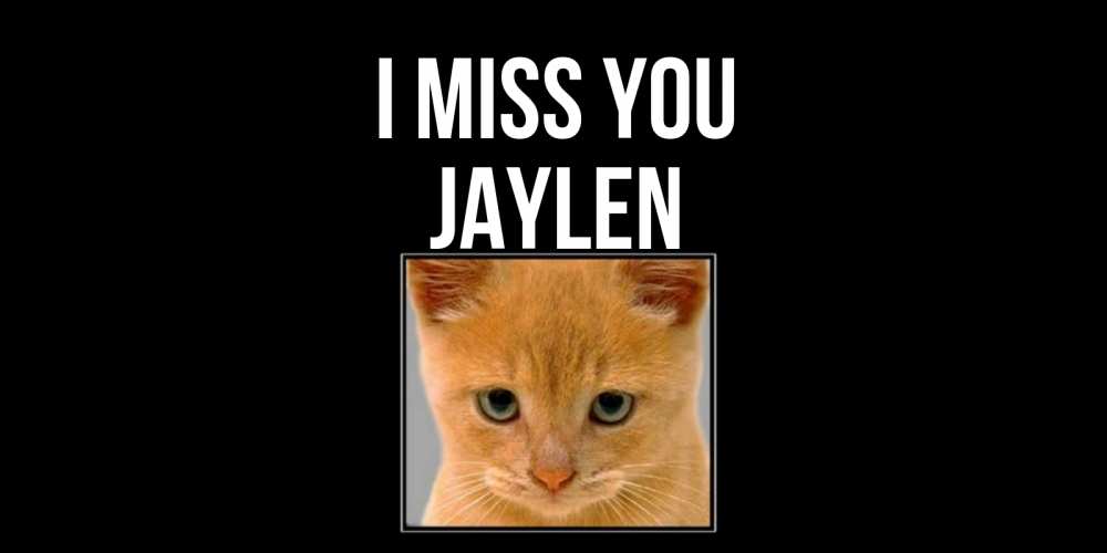 Greetings card с именем, Jaylen I miss you открытки рыжий котенок скучает по тебе Greetings with text for free download 