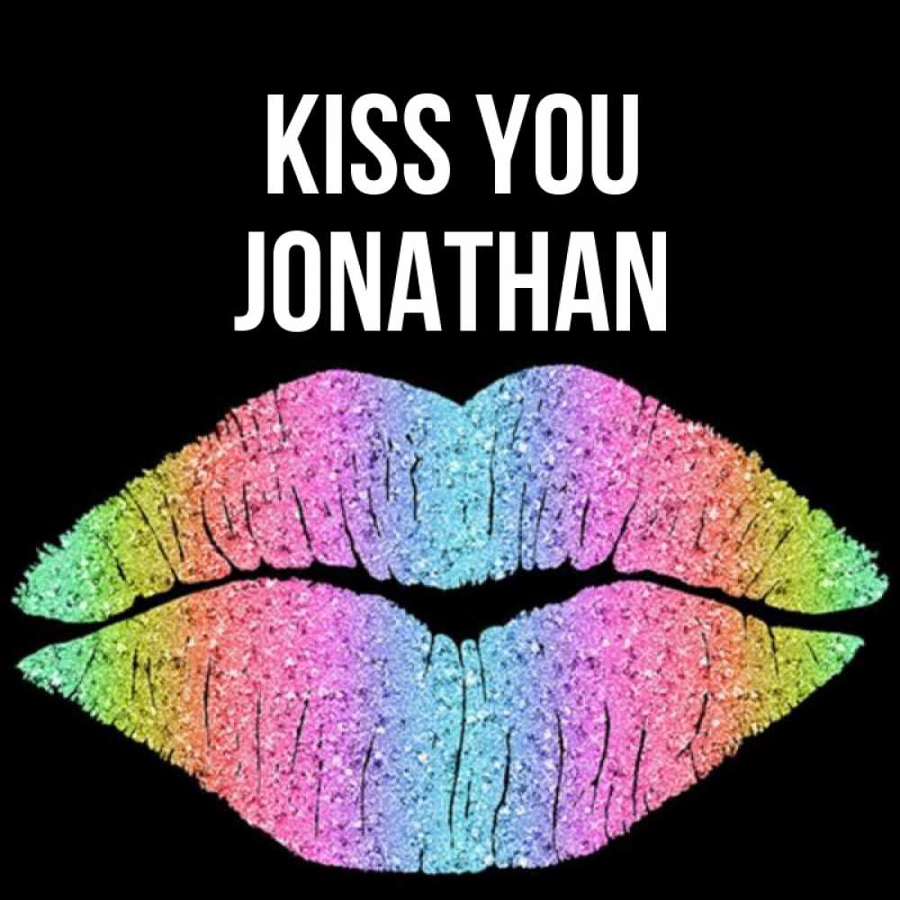 Greetings card с именем, Jonathan Kiss you след от губ на черном фоне Greetings with text for free download 