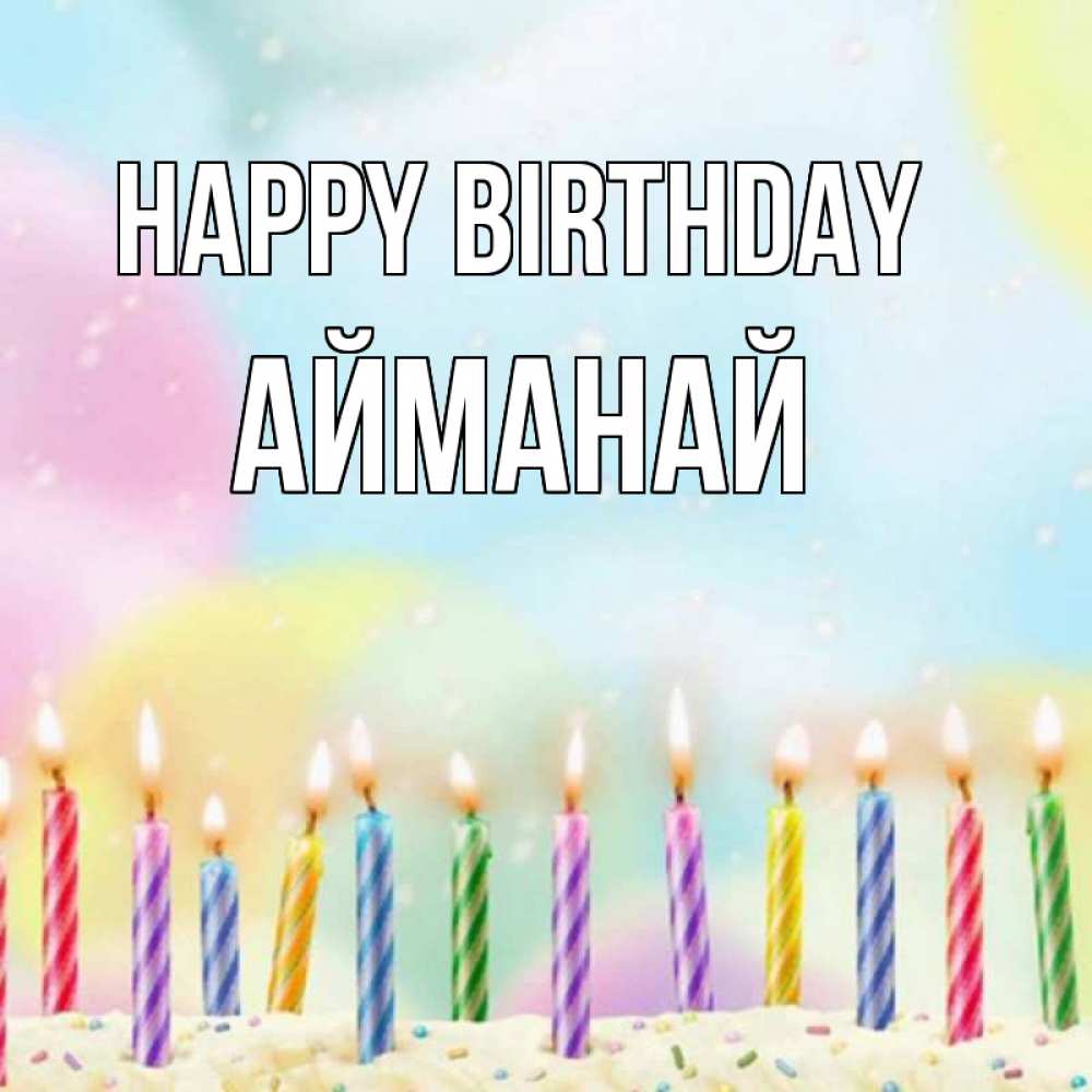 Greetings card с именем, Айманай Happy Birthday разноцветное Greetings with text for free download 