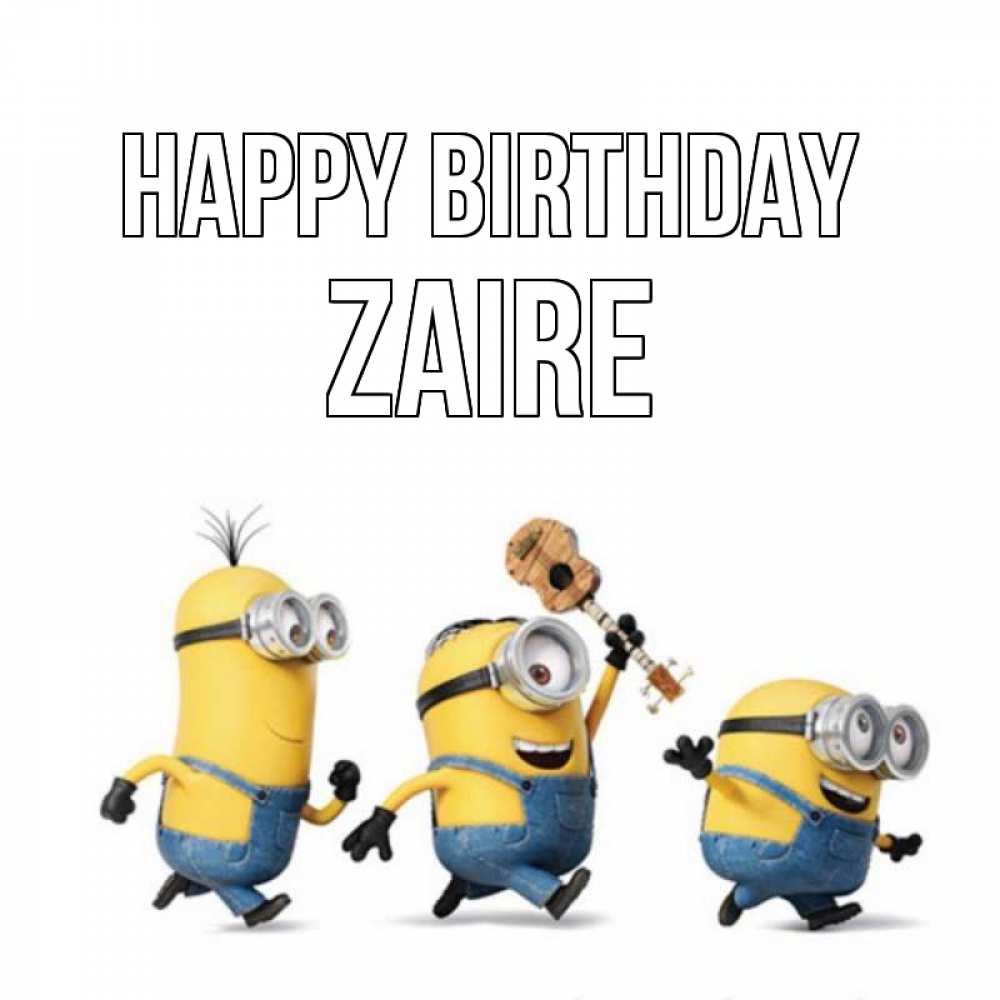Greetings card с именем, Zaire Happy Birthday с гитарой Greetings with text for free download 