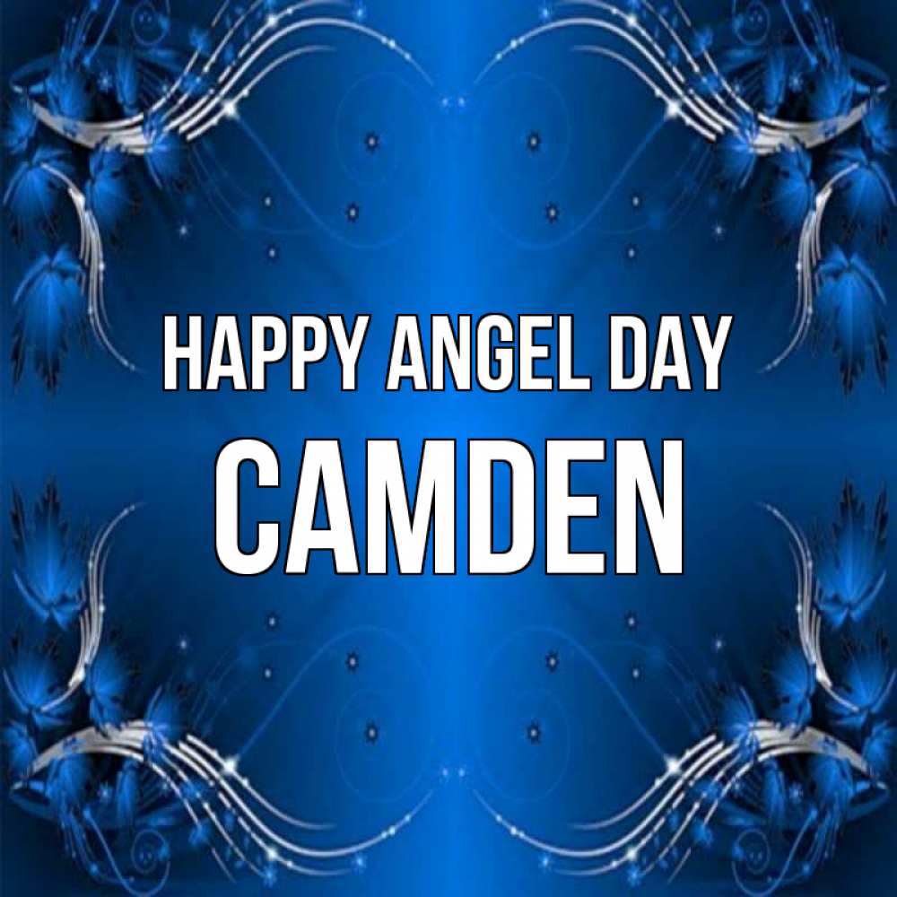 Greetings card с именем, Camden happy angel day красивая рамочка с узорами Greetings with text for free download 