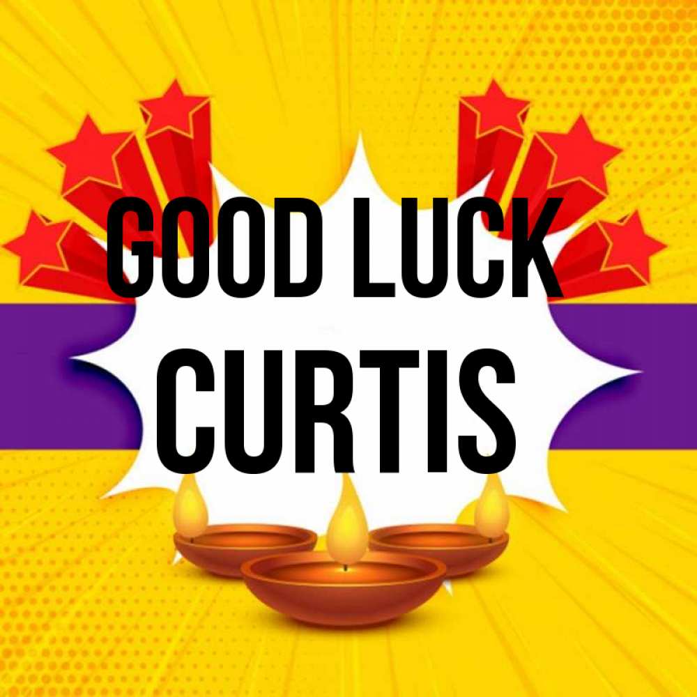 Greetings card с именем, Curtis Good luck векторное изображение Greetings with text for free download 