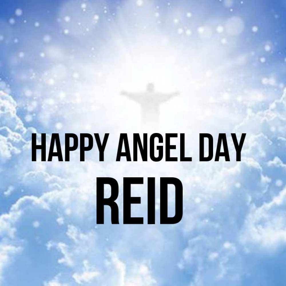 Greetings card с именем, Reid happy angel day ангел на облаках в свете солнца Greetings with text for free download 