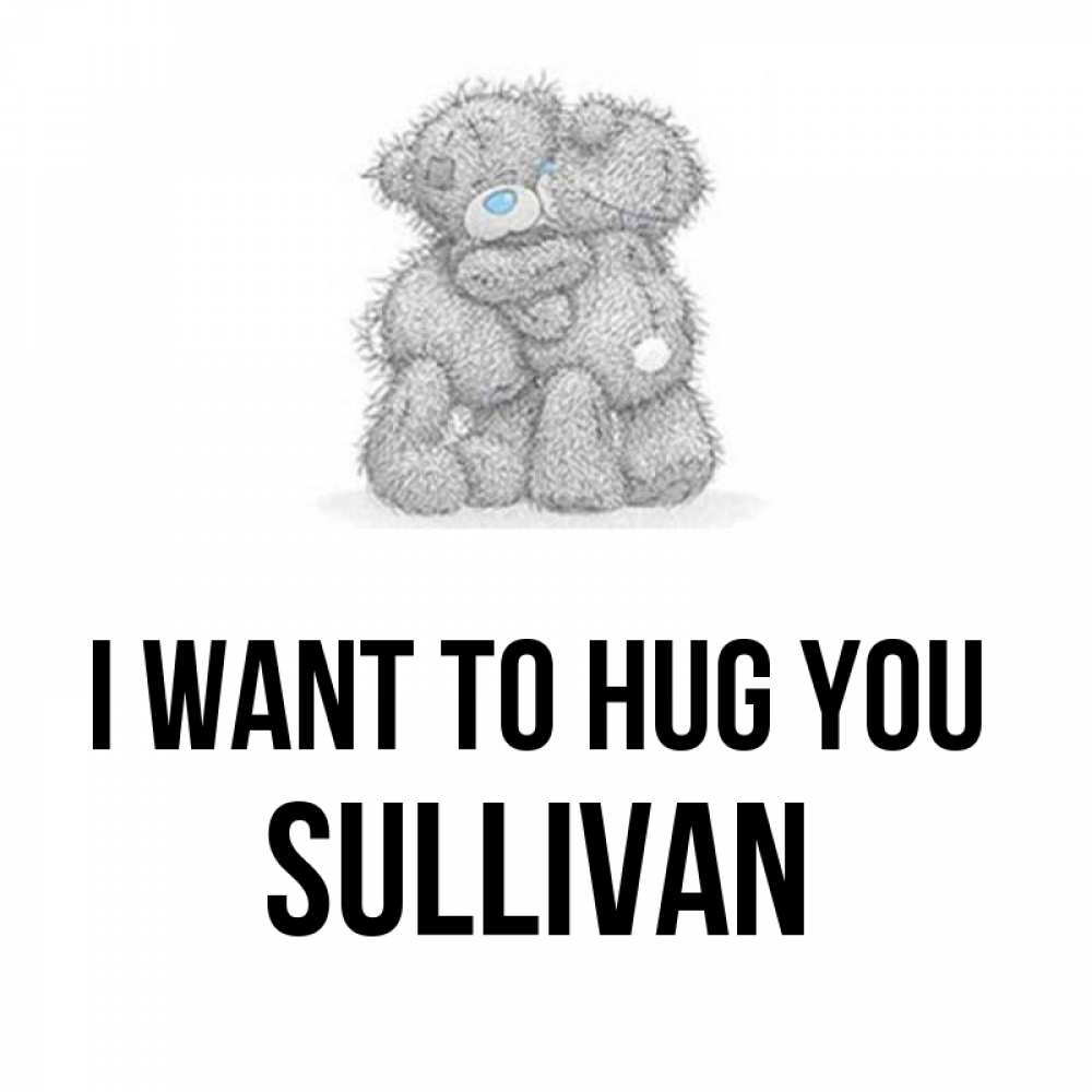 Greetings card с именем, Sullivan I want to hug you два теддика Greetings with text for free download 