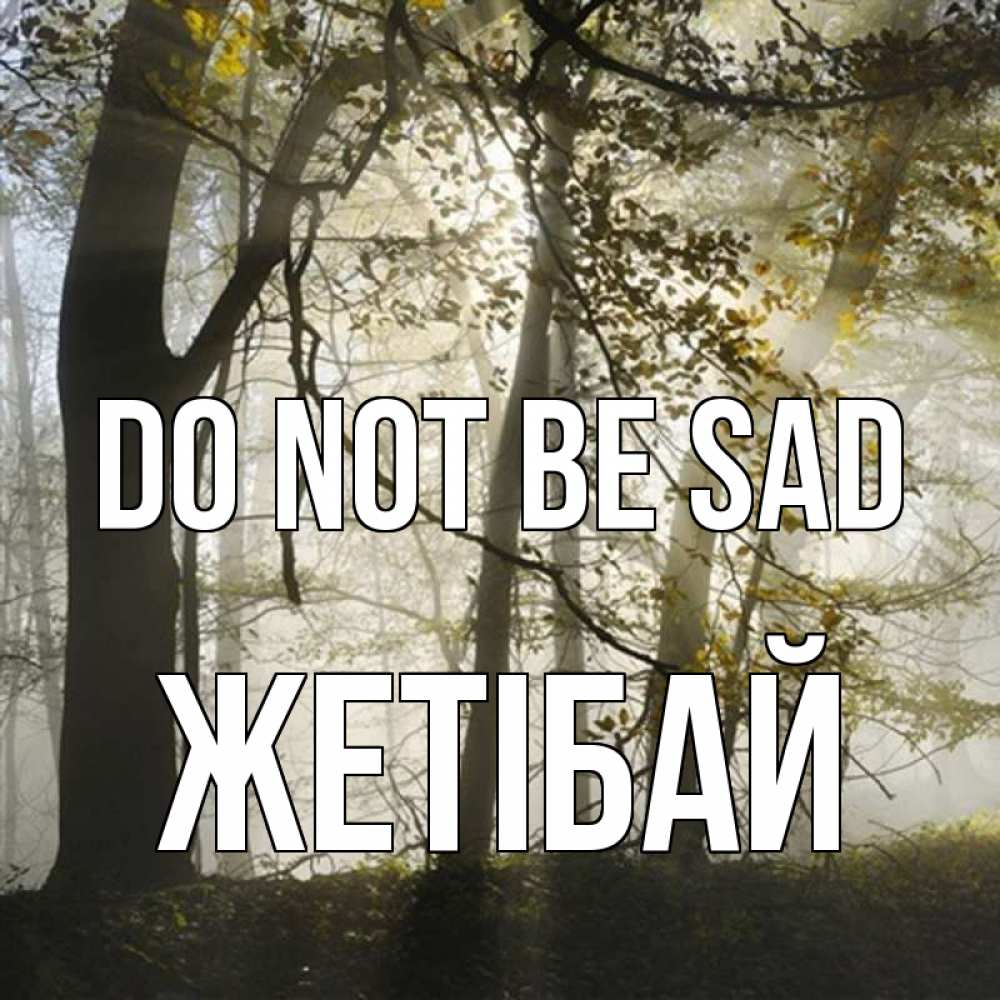 Greetings card с именем, Жетібай Do not be sad лес и свет Greetings with text for free download 