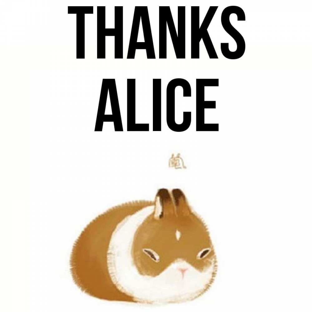 Greetings card с именем, Alice Thanks коричнево белый домашний питомец Greetings with text for free download 