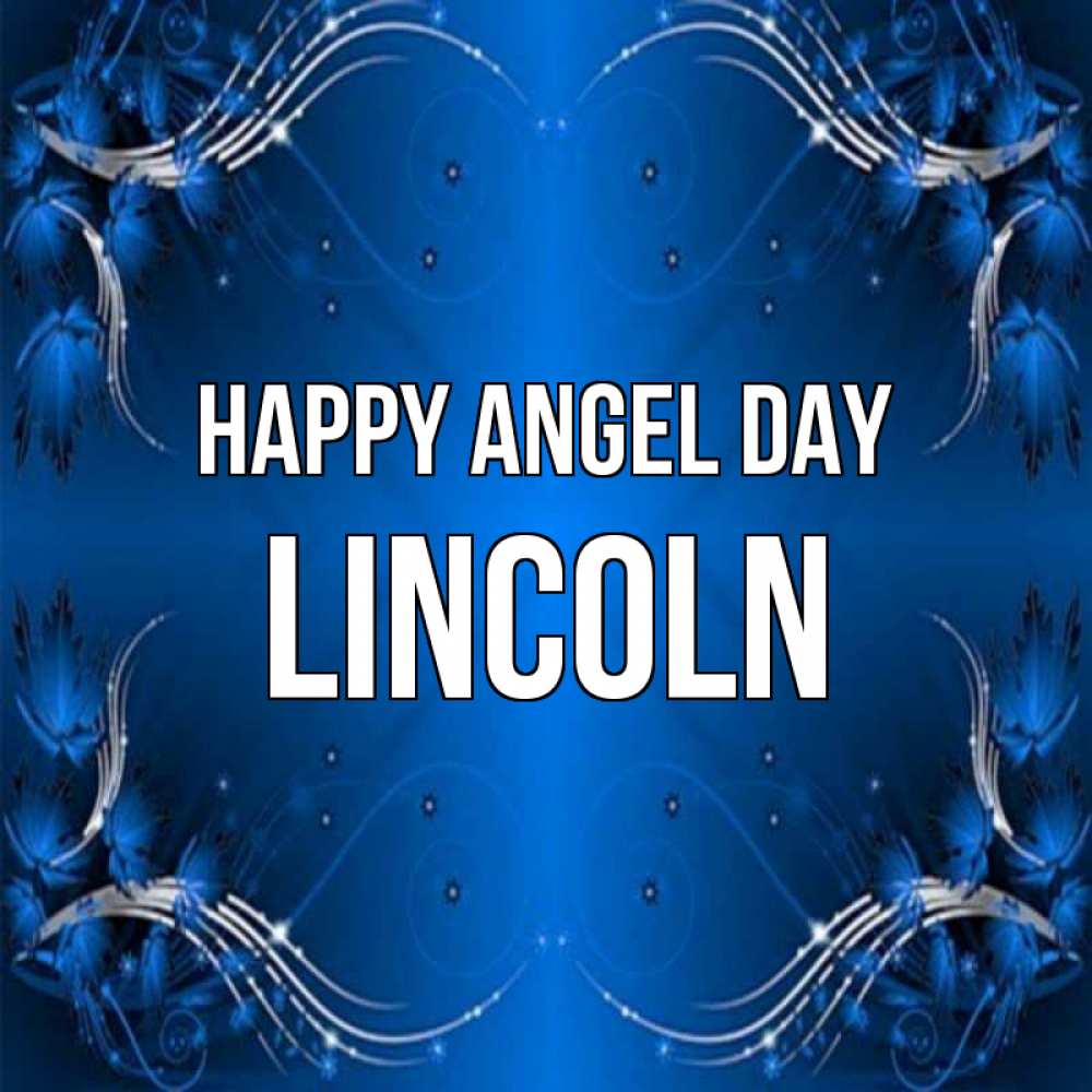 Greetings card с именем, Lincoln happy angel day красивая рамочка с узорами Greetings with text for free download 